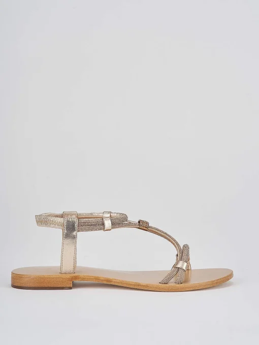 Sandali tacco 1cm oro pelle