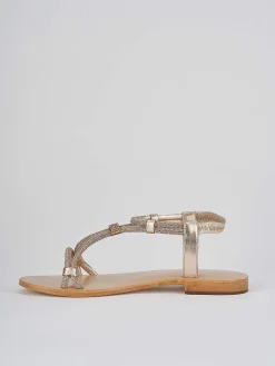 Sandali tacco 1cm oro pelle