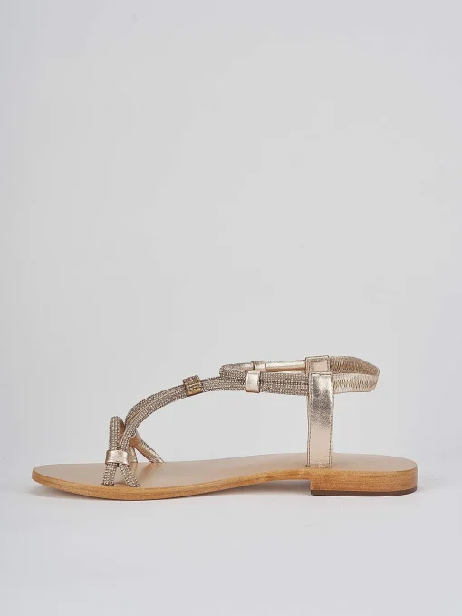 Sandali tacco 1cm oro pelle