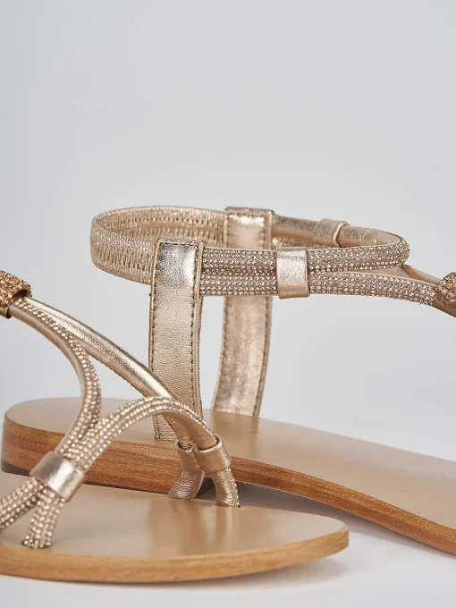 Sandali tacco 1cm oro pelle