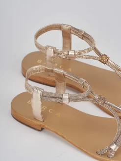 Sandali tacco 1cm oro pelle