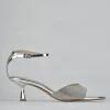 Sandali tacco 6cm pelle argento