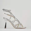 Sandali tacco 9cm pelle argento