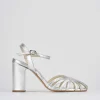 Sandali tacco 7cm pelle argento