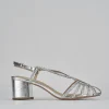 Sandali tacco 5cm pelle argento