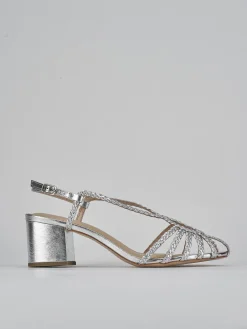 Sandali tacco 5cm pelle argento