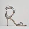 Sandali tacco 9cm pelle argento