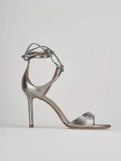 Sandali tacco 9cm pelle argento