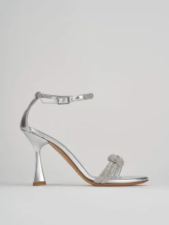 Sandali tacco 9cm pelle argento