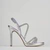 Sandali tacco 9cm pelle argento