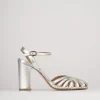 Sandali tacco 7cm pelle argento