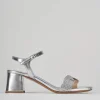 Sandali tacco 5cm pelle argento