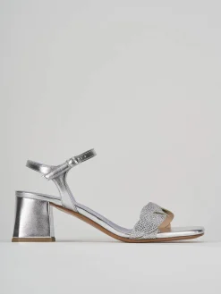 Sandali tacco 5cm pelle argento