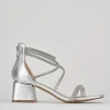 Sandali tacco 5cm pelle argento