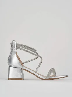 Sandali tacco 5cm pelle argento