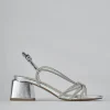 Sandali tacco 5cm pelle argento