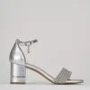 Sandali tacco 6cm pelle argento