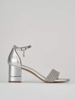 Sandali tacco 6cm pelle argento