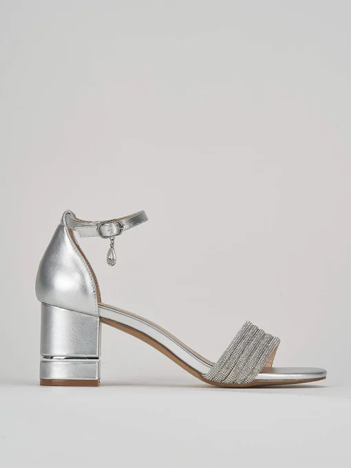 Sandali tacco 6cm pelle argento