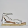 Sandali tacco 3cm pelle argento