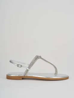 Sandali tacco 1cm pelle argento