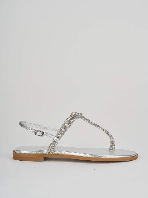 Sandali tacco 1cm pelle argento