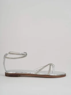 Sandali tacco 1cm pelle argento