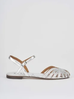 Sandali tacco 1cm pelle argento