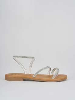 Sandali tacco 1cm pelle argento