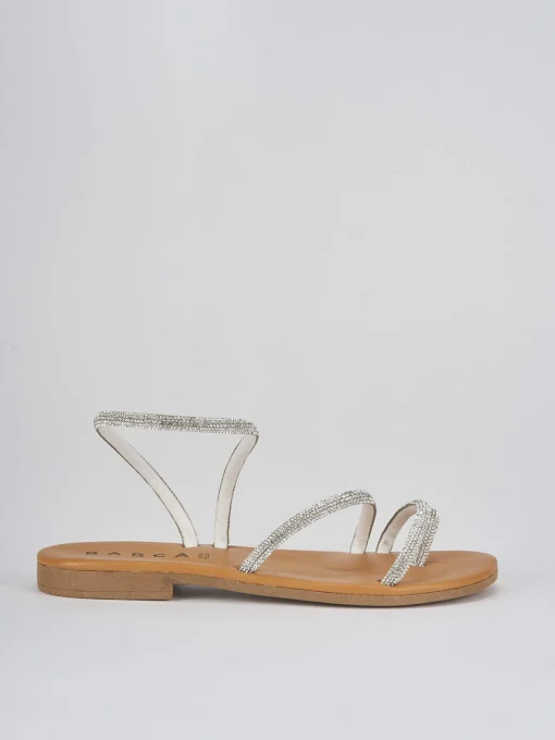 Sandali tacco 1cm pelle argento
