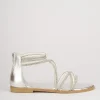 Sandali tacco 1cm pelle argento