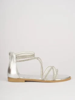 Sandali tacco 1cm pelle argento