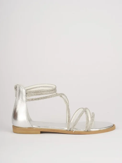 Sandali tacco 1cm pelle argento