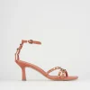 Sandali tacco 7cm pelle arancio