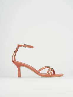 Sandali tacco 7cm pelle arancio