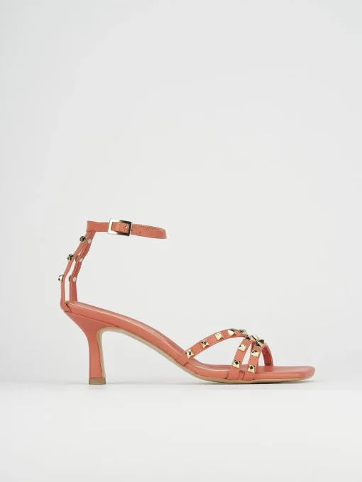 Sandali tacco 7cm pelle arancio