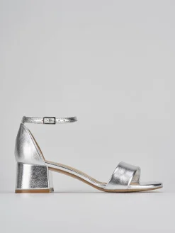 Sandali tacco 5cm pelle argento