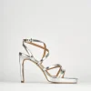 Sandali tacco 8cm pelle argento