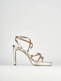 Sandali tacco 8cm pelle argento