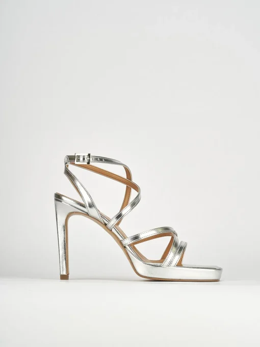 Sandali tacco 8cm pelle argento