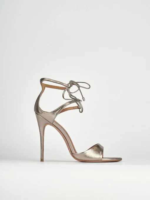 Sandali tacco 12cm pelle argento