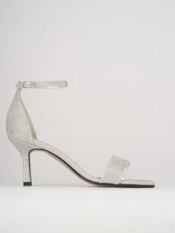 Sandali tacco 6cm pelle argento