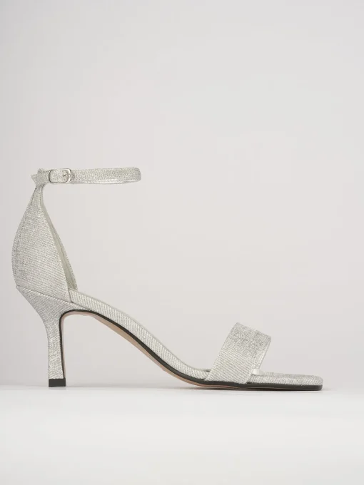 Sandali tacco 6cm pelle argento