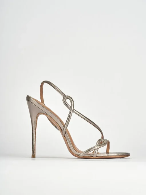 Sandali tacco 12cm pelle argento