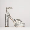 Sandali tacco 11cm pelle argento