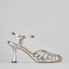 Sandali tacco 6cm pelle argento