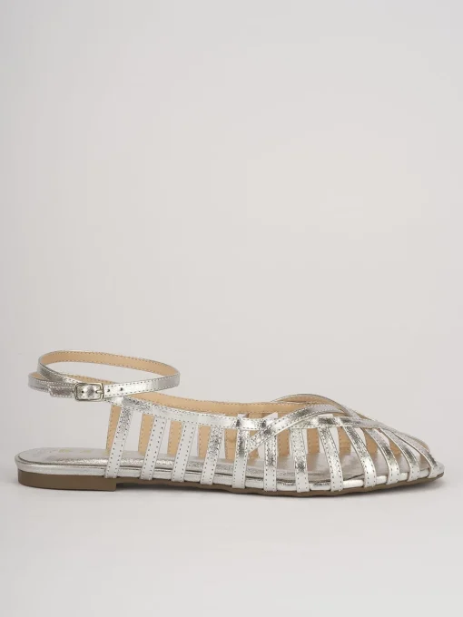 Sandali tacco 1cm pelle argento