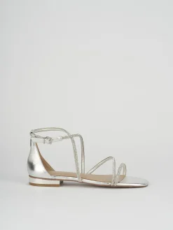Sandali tacco 1cm pelle argento