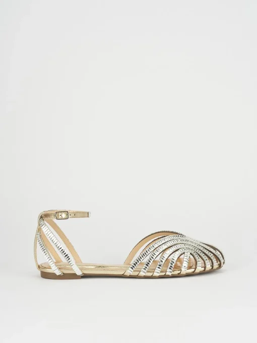 Sandali tacco 1cm pelle argento