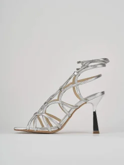 Sandali tacco 9cm pelle argento